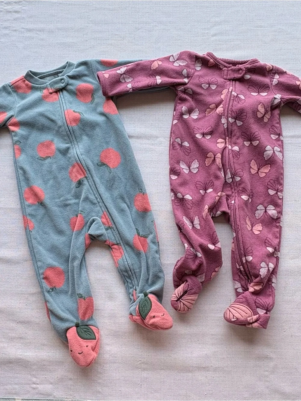 Carter's Multi-Color Baby Fleece One-Piece Footies - Pink, Mint, Red, Purple